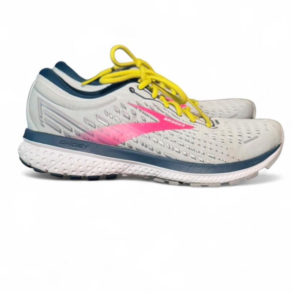 Brooks Ghost 13 Womens Running Shoes Size 9.5 Gray Pink Trainers READ Flaw